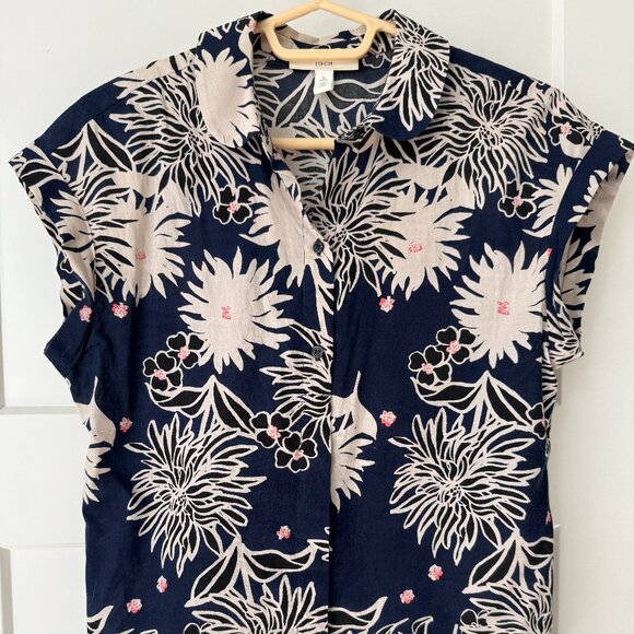1901 cap sleeve floral blouse with round collar - Picture 1 of 1
